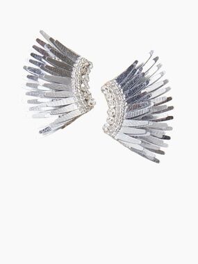 Mignonne Gavigan Mini MadelineSilver Winged Feather Statement Earrings